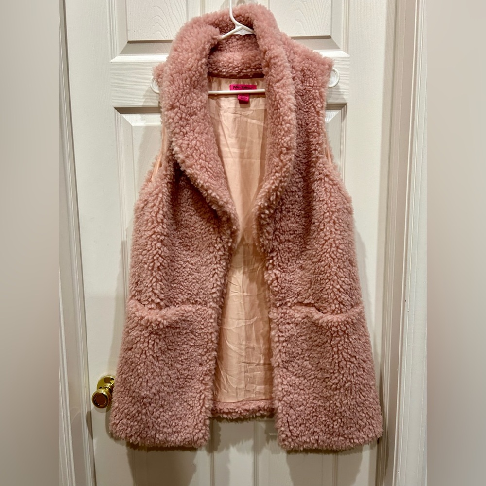 Betsy Johnson Pink Shearling Vest